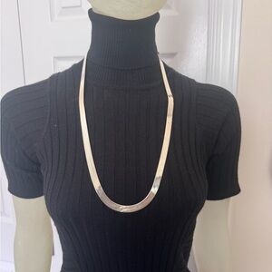Vintage 925 Silver Herringbone Chain Necklace, 30.5", 10mm, italy